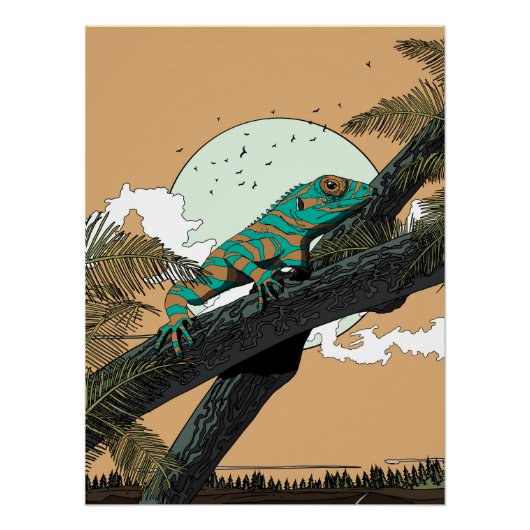 Poster Iguane dans la Jungle (Devant)