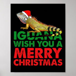 Poster Iguane vous souhaite un joyeux Noël Iguane drôle
