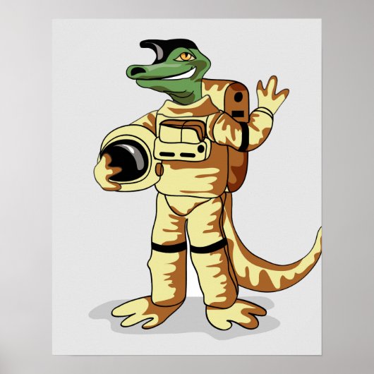 Poster Iguanodon Habillé Dans Un Spacesuit Cosmonaute. (Devant)