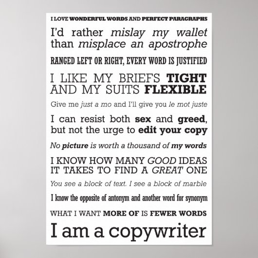 poster "Ik ben een copywriter" (Voorkant)