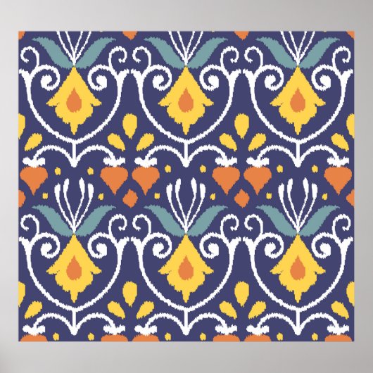 Poster Ikat fait main : Tissu ethnique boho (Devant)