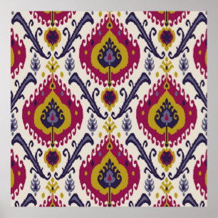 Poster Ikat sans couture motif arrière - plan Patte tradi