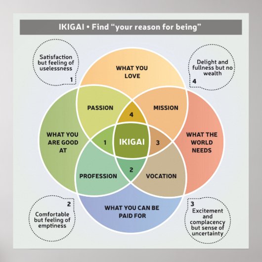 Poster IKIGAI Illustration - Trouvez votre raison d'être (Devant)