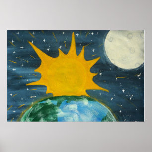 POSTER IL A ACCROCHÉ THE SUN ET LA LUNE
