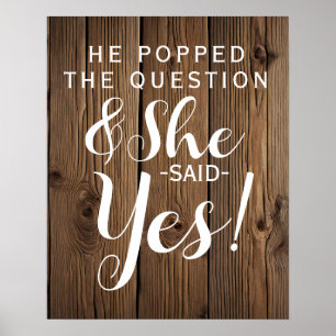 Poster Il a posé la question fiançailles nuptiale douche