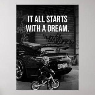 Poster Il Commence Par Un Rêve, Supercar Hustle Motivatio