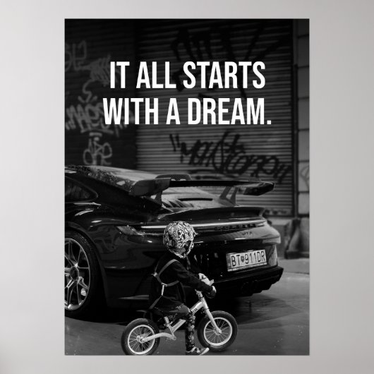 Poster Il Commence Par Un Rêve, Supercar Hustle Motivatio (Devant)