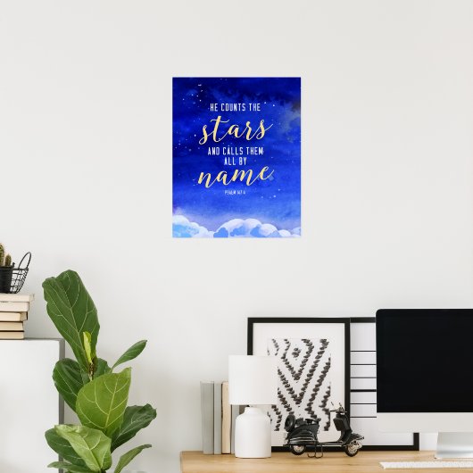 Poster Il compte le mur d'art des étoiles (Bureau à domicile)