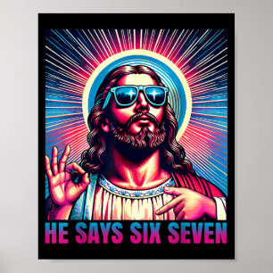 Poster Il dit six sept Joyeuses Pâques Jésus Sungles Chri