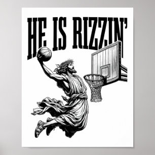 Poster Il Est Basketball Rizzin Chemise Pâques Chrétien