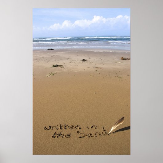 Poster il est écrit dans le sable sur une plage (Devant)