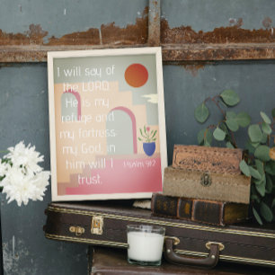 Poster Il Est Mon Refuge Psaume 91 Bible Écriture