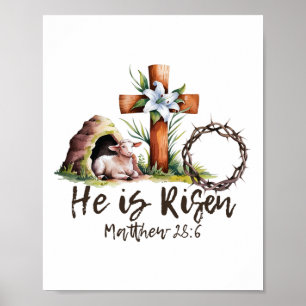 Poster Il Est Ressuscité Agneau Mouton Croix Jésus Christ