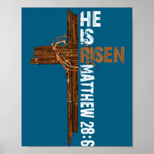 Poster Il est ressuscité boho pâques chrétien jésus