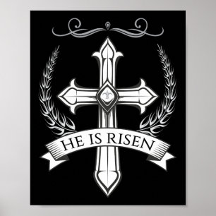 Poster Il Est Ressuscité Christ Jésus Hommes Femmes Enfan