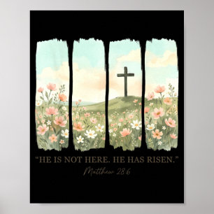 Poster Il est ressuscité christian wildflower joyeuses pâ