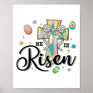 Poster Il Est Ressuscité Coquette Bow Oeufs Chrétiens Est
