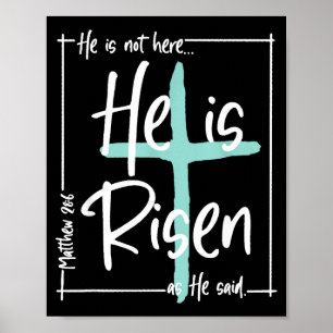 Poster Il Est Ressuscité Croix Chrétienne Jésus Verset Bi