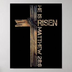 Poster Il Est Ressuscité Croix Jésus Religieux Foi Chréti