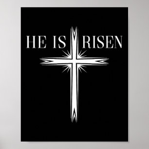 Poster Il Est Ressuscité Croix Jésus Religieux Joyeux Jou