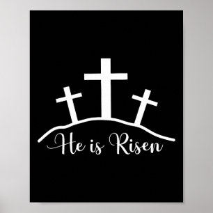 Poster Il Est Ressuscité Croix Jésus Religieux Pâques Jou