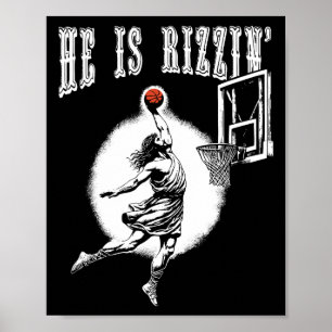 Poster Il Est Ressuscité Drôle Pâques Jésus Jouant Bysket