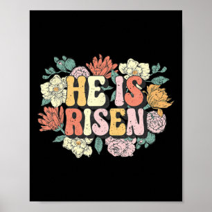Poster Il Est Ressuscité Floral Chrétien Joyeuses Pâques