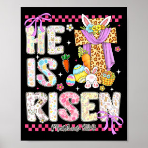 Poster Il est ressuscité Jésus chrétien joyeuses pâques f