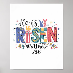 Poster Il Est Ressuscité Jésus Chrétien Joyeux Enfant De
