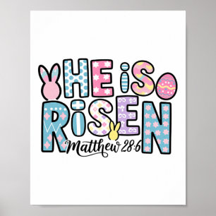 Poster Il Est Ressuscité Jésus Chrétien Joyeux Enfant De