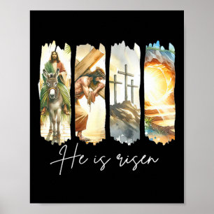 Poster Il Est Ressuscité Jésus Chrétien Joyeux Enfant De