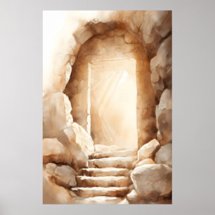 Poster Il est ressuscité Jésus-Christ Ressuscité Tombeau 