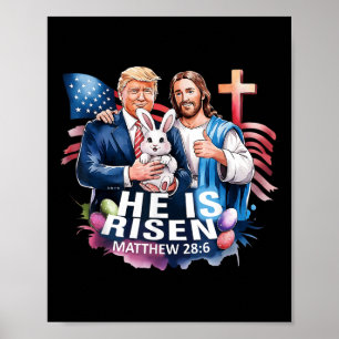 Poster Il Est Ressuscité Jésus Drôle Trump Us Drapeau Heu