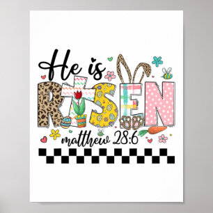 Poster Il Est Ressuscité Lapin De Pâques Chrétien Joyeuse