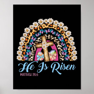 Poster Il Est Ressuscité Leopard Rainbow Heureux Pâques