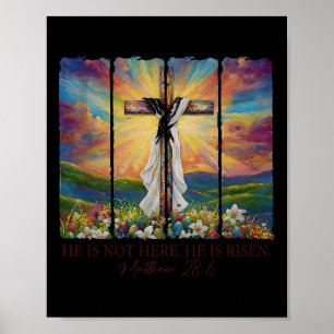 Poster Il Est Ressuscité Printemps Pâques Jésus Croix Chr