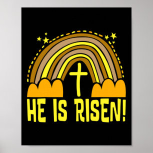 Poster Il Est Ressuscité Rainbow Pâques Tendance Mignon C
