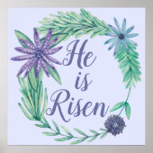 Poster Il est ressuscité Religieux Pâques Floral (Devant)