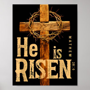 Poster Il est ressuscité rétro vintage croix joyeuses pâq
