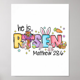 Poster Il Est Ressuscité Verset Biblique Chrétien Jésus L
