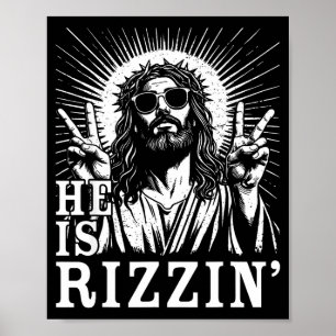 Poster Il est Rizzin Croix Chrétienne Jésus Verset de la