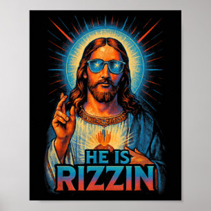 Poster Il Est Rizzin Jésus Bénédiction Gésture Amour Pâqu
