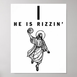 Poster Il est Rizzin Pâques Jésus Bysketbyll Chrétien Rel