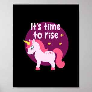 Poster Il est temps de lever Kawaii mignon licorne rose