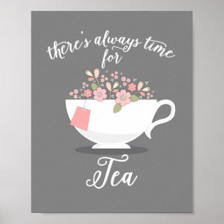 Poster Il est toujours temps pour Tea Floral Teacup Print