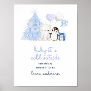 Poster Il fait froid à l'extérieur Baby shower d'hiver aq