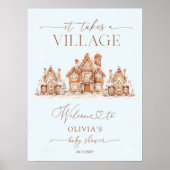 Poster Il faut un Baby shower d'hiver village accueil (Devant)