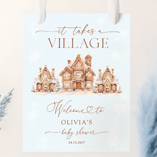 Poster Il faut un Baby shower d'hiver village accueil