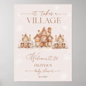 Poster Il faut un Baby shower d'hiver village accueil (Devant)