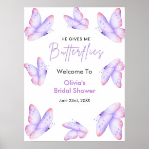 Poster Il Me Donne Des Papillons Accueil De Baby Shower D